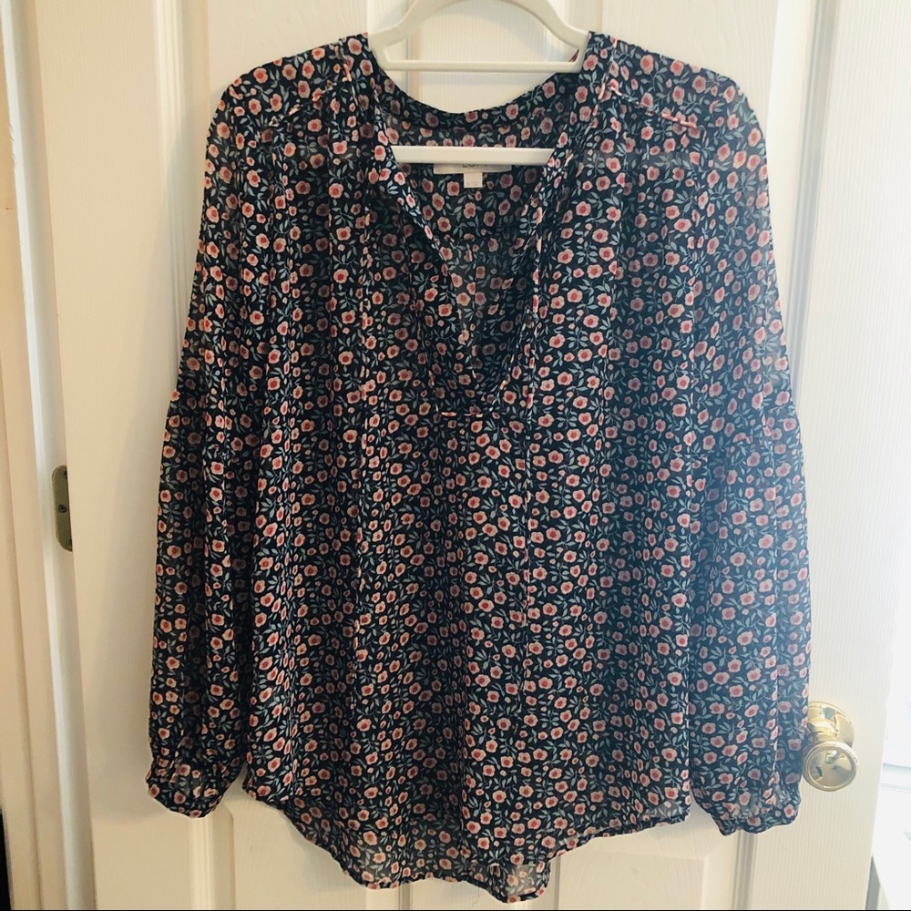 Loft Floral Long Sleeved Blouse EUC